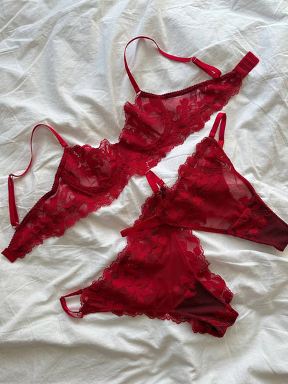 Passion set (red lace lingerie set)